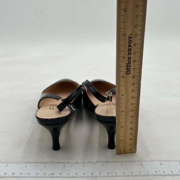 FSJ Black Slingback Pumps Low Heels Sandal Pointy Toe Comfortable Cute Shoes - Picture 5 of 8
